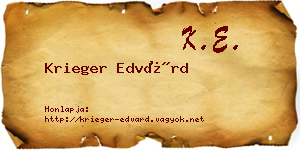 Krieger Edvárd névjegykártya